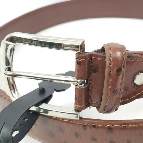 Mens Leather 52" Non Reversible Ostrich 1.25" Belt - Picture 5 of 9